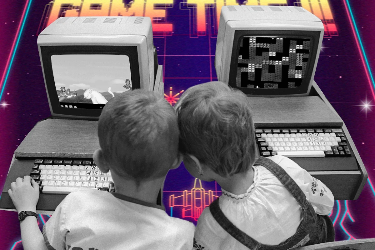 Компьютерные игры для детей — одно из самых тёплых воспоминаний у тех, кто застал и 90-е, и 00-е. Коллаж © Life.ru. Обложка © ТАСС / Валерий Бушухин, © Freepik / pikisuperstar