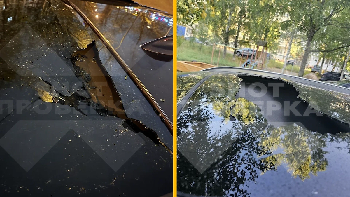 Треснувший люк BMW. Фото © Telegram / SHOT ПРОВЕРКА