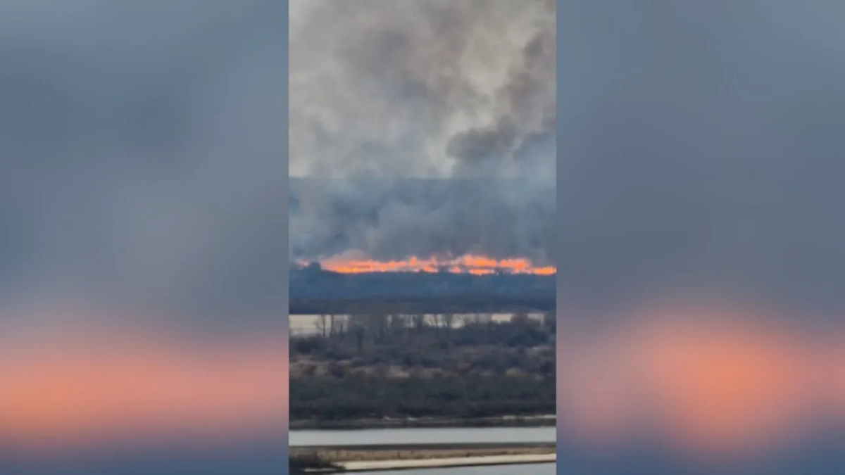 Хабаровск накрыло огненной стеной с островной части города. Обложка © Telegram / Хабаровск Live