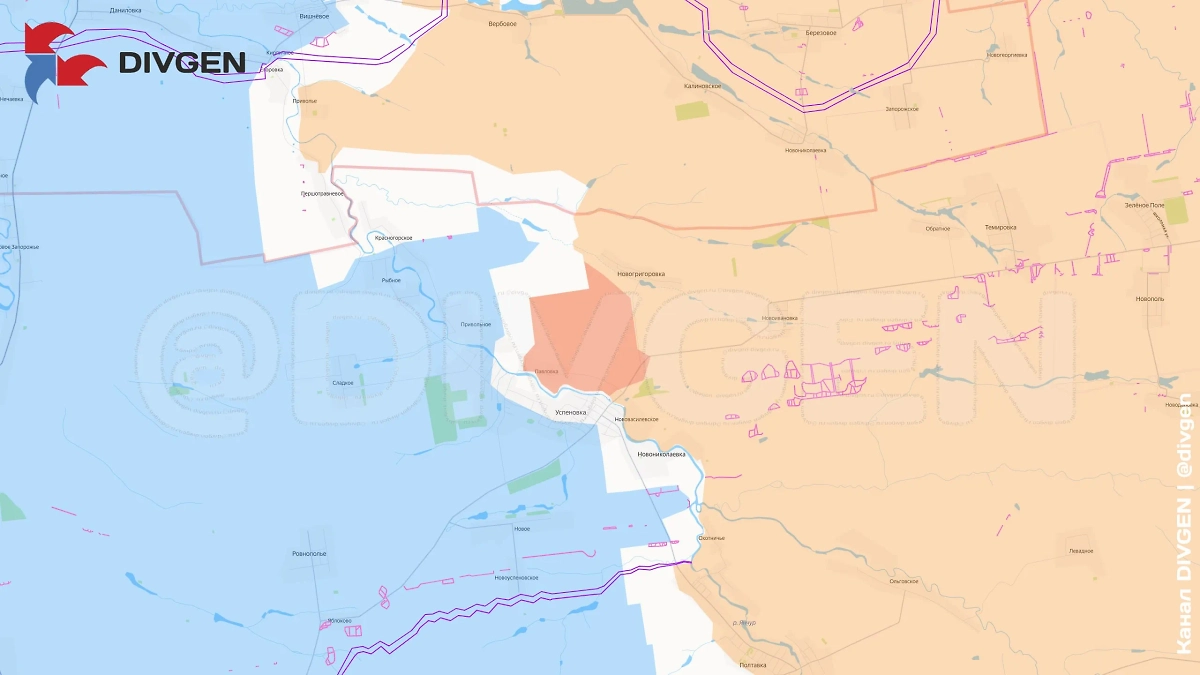 Карта СВО на 23 октября 2025 года. Подразделения группировки войск «Центр» в результате активных наступательных действий освободили населённый пункт Ивановка Днепропетровской области. Фото © Telegram / DIVGEN 🚩 Карта СВО