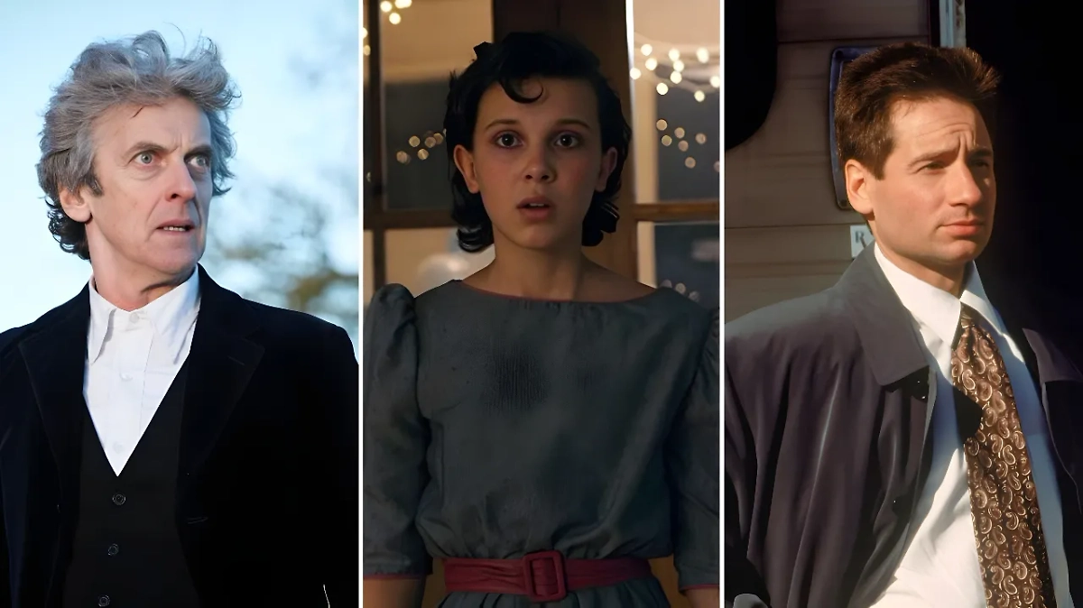 Лучшие фантастические сериалы всех времён: топ-10 с высоким рейтингом. Обложка © Кадр из фильма «Доктор Кто», режиссёр Грэм Харпер и др. / Kinopoisk, © Кадр из фильма «Очень странные дела», режиссёр Мэтт Даффер и др. / Kinopoisk, © Кадр из фильма «Секретные материалы», режиссёр Ким Мэннерс и др. / Kinopoisk