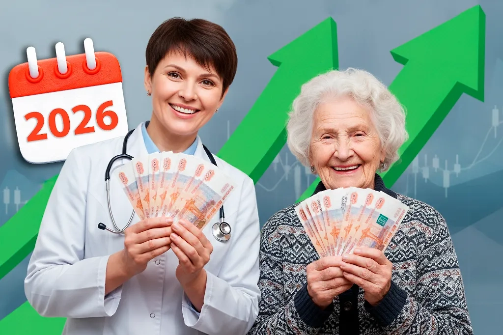 Кому проиндексируют зарплаты и пенсии в 2026 году. Обложка © Коллаж © Life.ru. Фото © Freepik / mamewmy, © Gemini Nano Banana