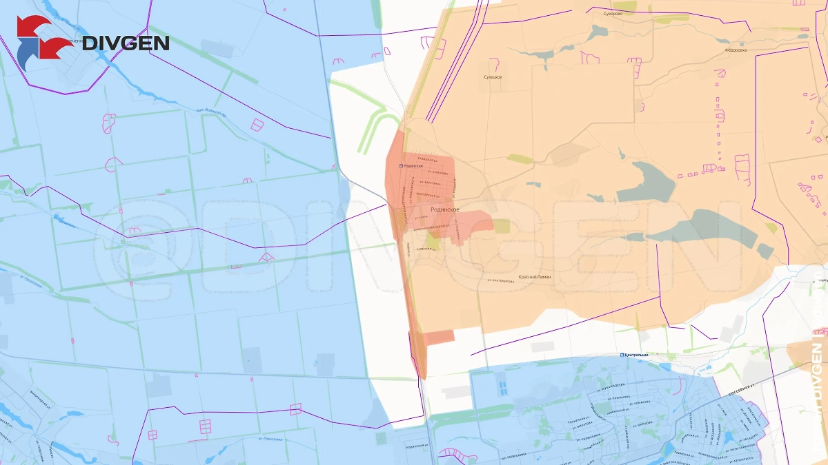 Карта СВО на 27 октября 2025 года. Армия России освобождает Родинское. Фото © Telegram / divgen