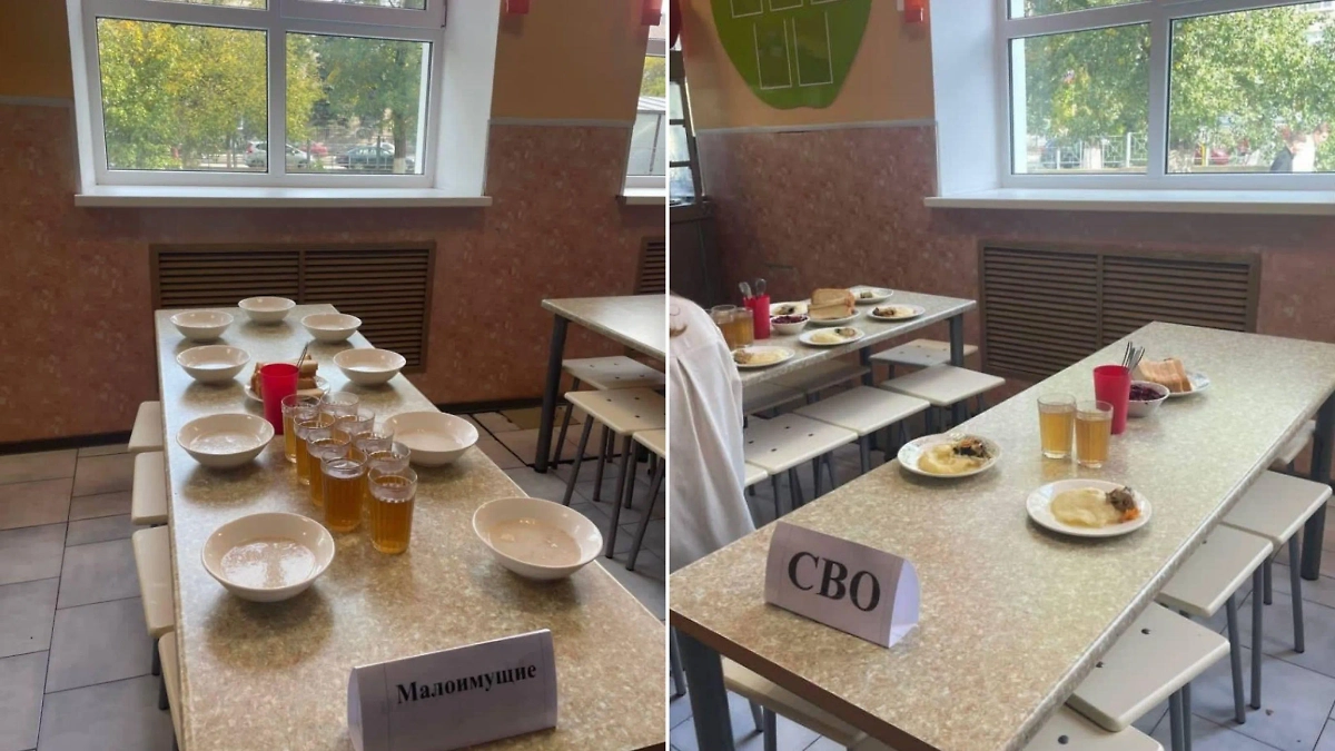 Детей в столовой разделили на «малоимущих» и «СВО». Обложка © Telegram / Екатерина Мизулина