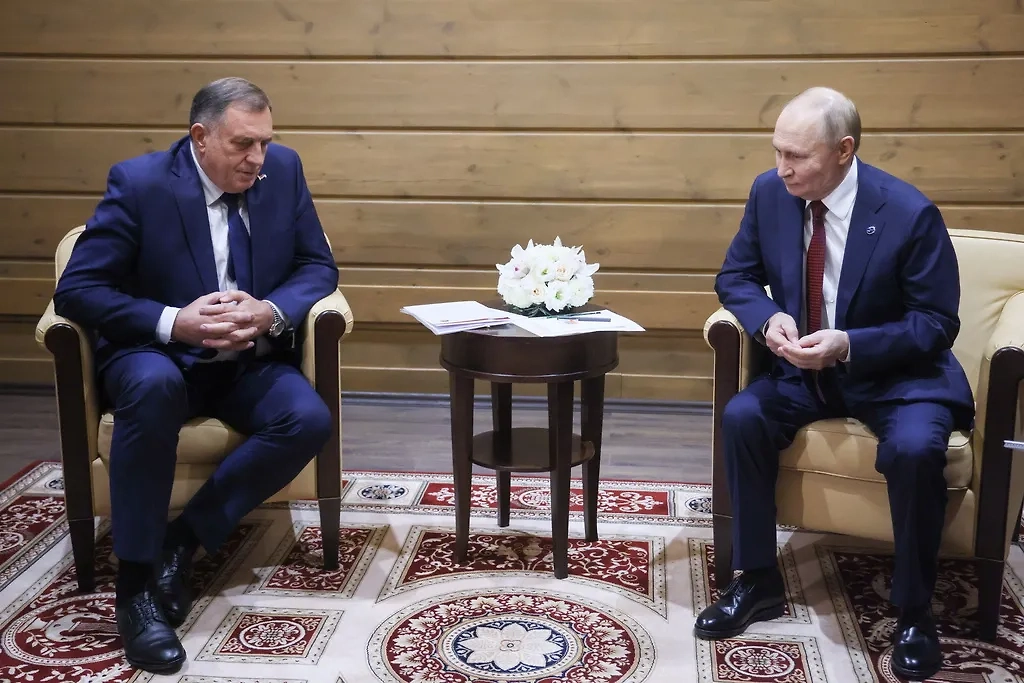Милорад Додик и Владимир Путин. Обложка © ТАСС / Михаил Метцель