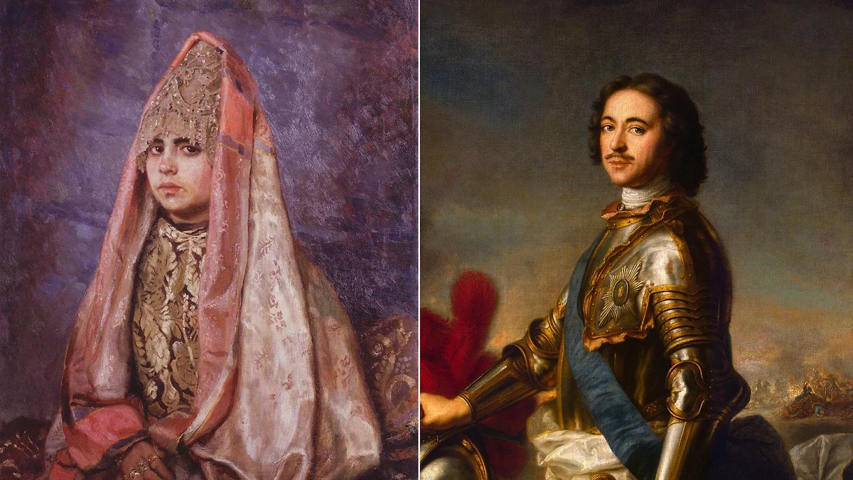 Кокошник переживал гонения в Российской империи! Но это в самом начале, ещё при Петре I. Фото © Wikipedia / Виктор Михайлович Васнецов, Wikipedia / Жан-Марк Натье