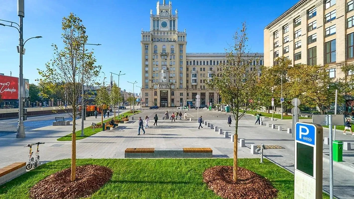 В Москве благоустроили Триумфальную площадь. Обложка © пресс-служба Департамента капитального ремонта города Москвы