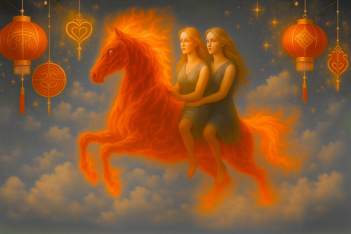 Гороскоп Близнецы 2026 на год Красной Огненной Лошади. Фото © ChatGPT 