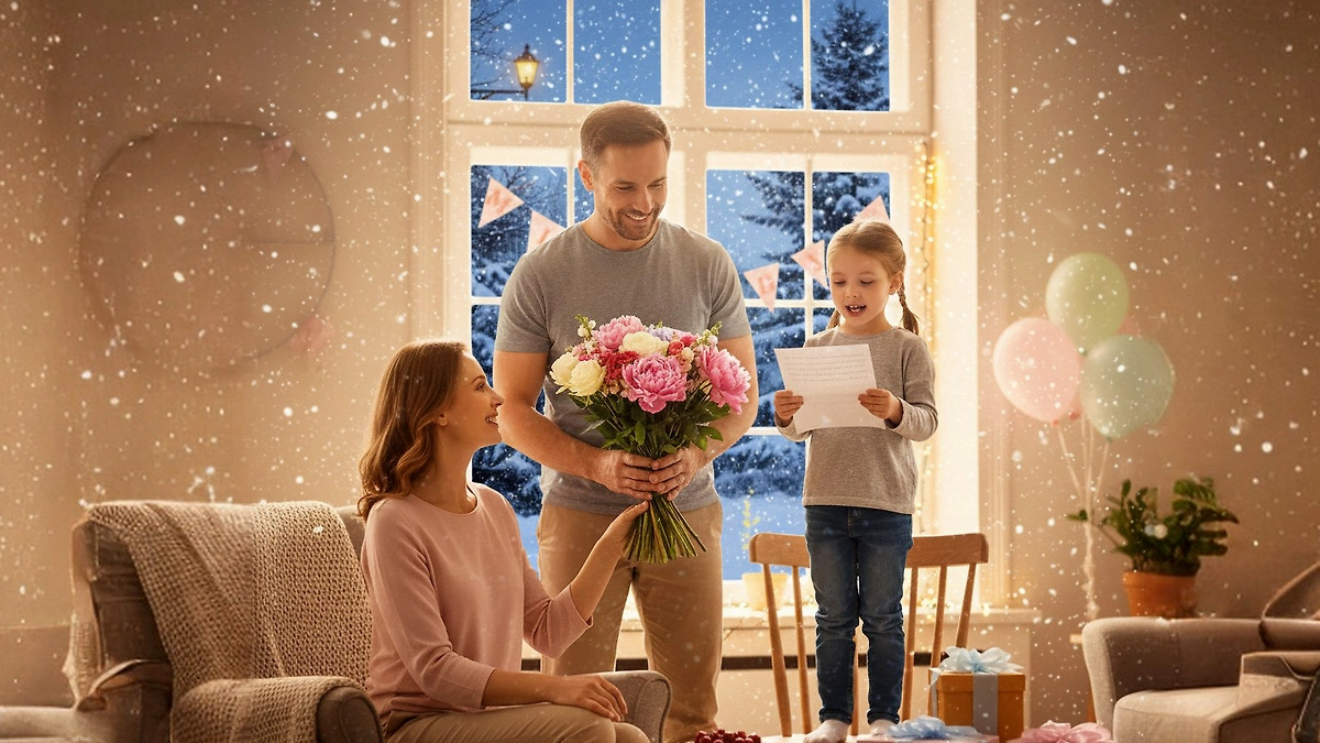 Поздравления с Днём матери 2025: подборка поздравлений своими словами, в прозе. Обложка © Nano Banana AI