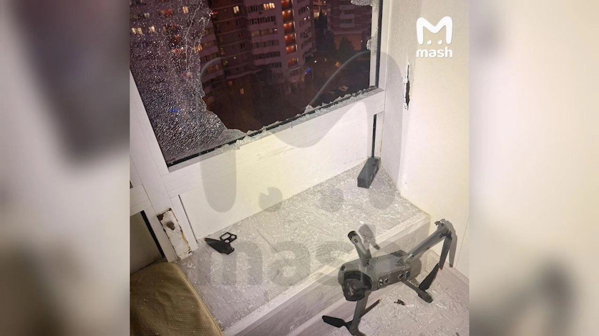 Последствия инцидента с дроном в Химках. Фото © Telegram / Mash