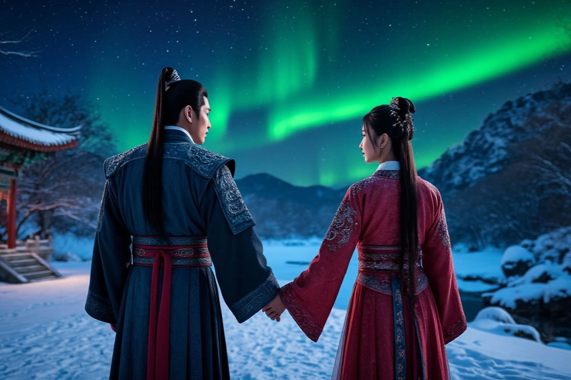 В Китае есть примета на зачатие, которая включает в себя северное сияние. Фото © «Шедеврум»