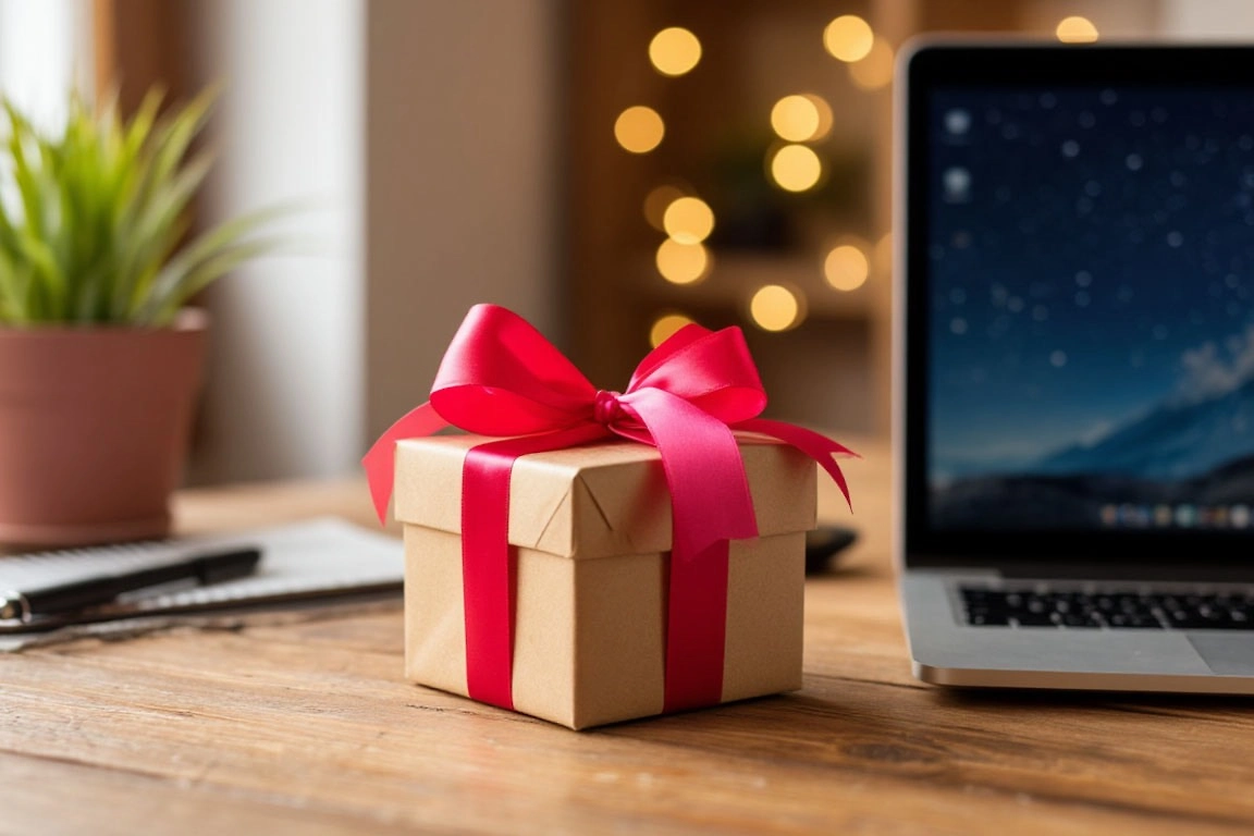 Мошенники на Новый год придумали схемы с подарками. Новые на декабрь 2025, но алгоритм сильно не поменялся. Фото © «Шедеврум»