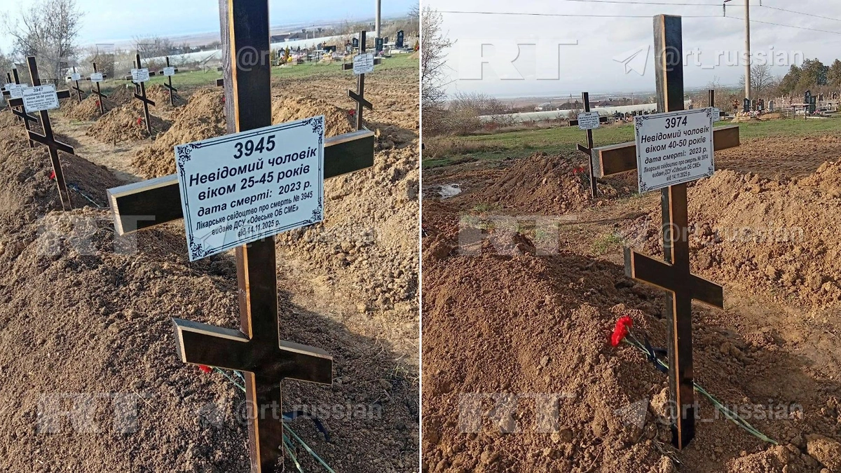 Безымянные могилы солдат ВСУ. Фото © Telegram / RT на русском