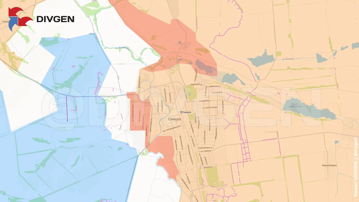 Карта СВО на 12 декабря 2025 года. Подразделения 3-й армии группировки войск «Юг» завершили освобождение Северска. Фото © Telegram / DIVGEN 🚩 Карта СВО