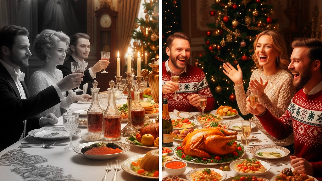 Сколько стоил праздничный стол на Новый год в 1913 году, в 50-е, в 90-е и сколько надо будет заплатить сейчас? Обложка © Gemini