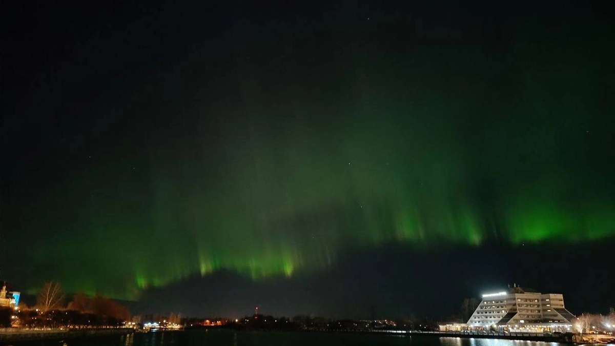 Северное сияние в небе над Ленинградской областью. Обложка © Telegram / АстроФотоБолото / rybalchenko