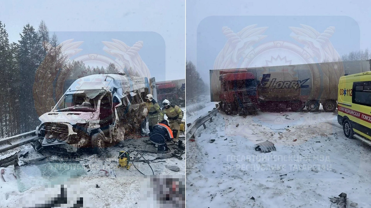 В Альметьевском районе в массовом ДТП погибли два человека. Обложка © Telegram / ГОСАВТОИНСПЕКЦИЯ ТАТАРСТАНА