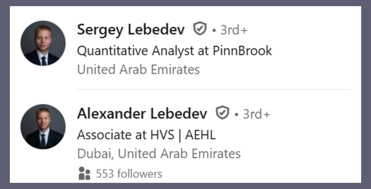 Внуки Жириновского — братья Лебедевы. Фото © linkedin / alexander-lebedev98, lebedevsi