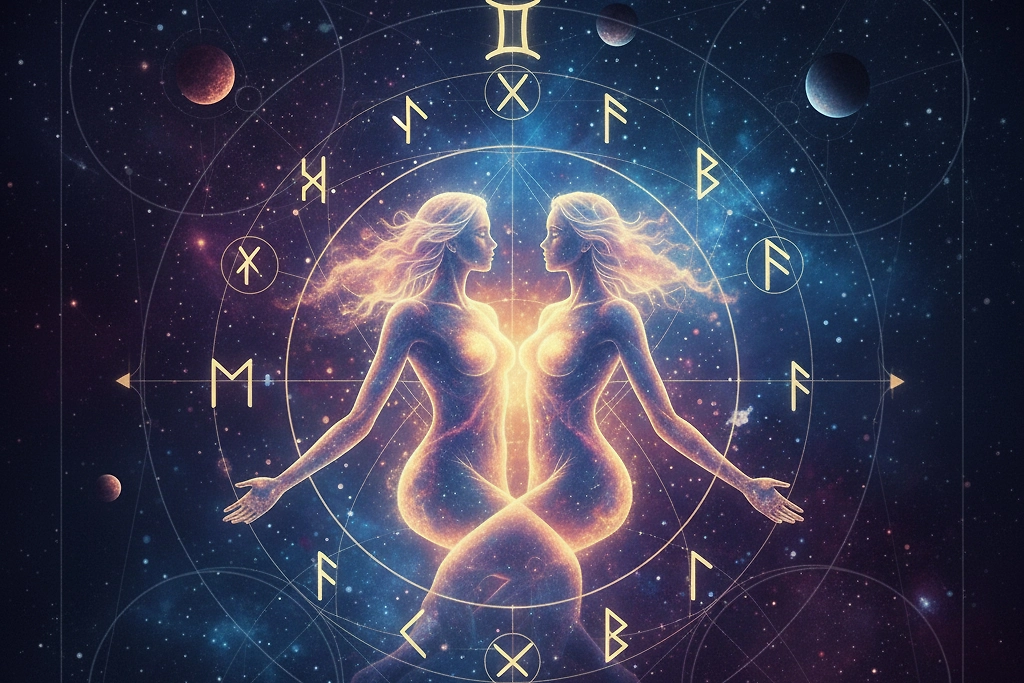 Рунический гороскоп: что ждёт знак зодиака Близнецы в 2026 году. Фото © Nano Banana AI