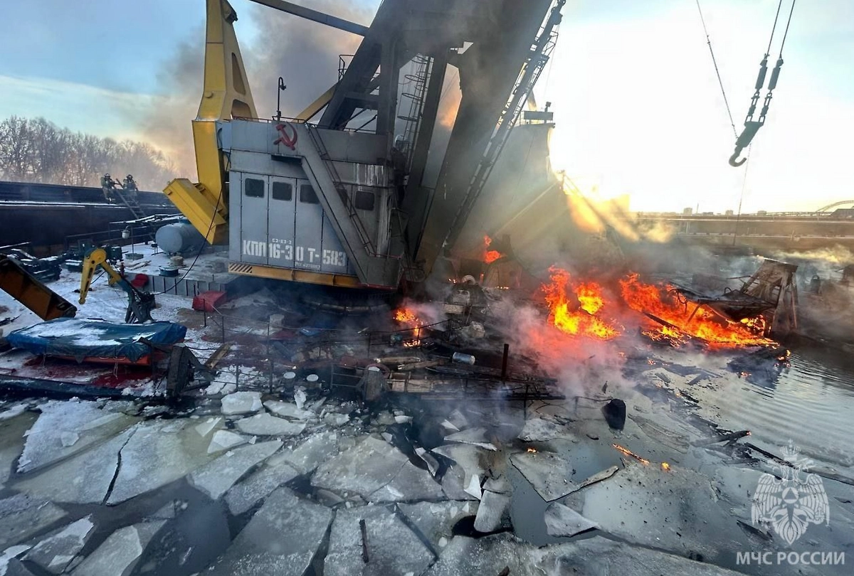 Пожар в Сибирском затоне. Фото © Telegram / МЧС Нижегородской области