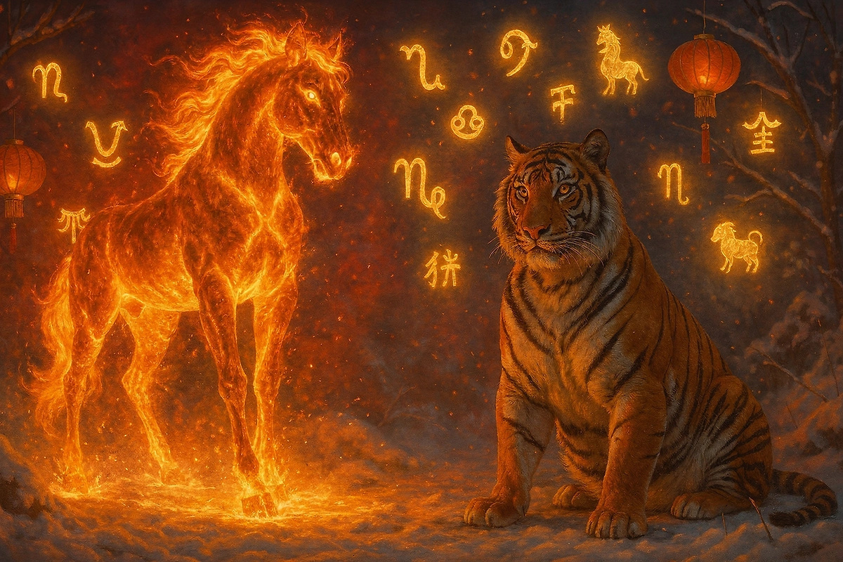 Как год Огненной Лошади влияет на Тигров по восточному гороскопу — разбор по стихии. Фото © Chat GPT