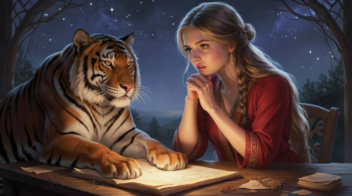 Здоровье, карьера и семейные отношения для Тигров по восточному гороскопу в год Огненной Лошади 2026. Фото © «Шедеврум»