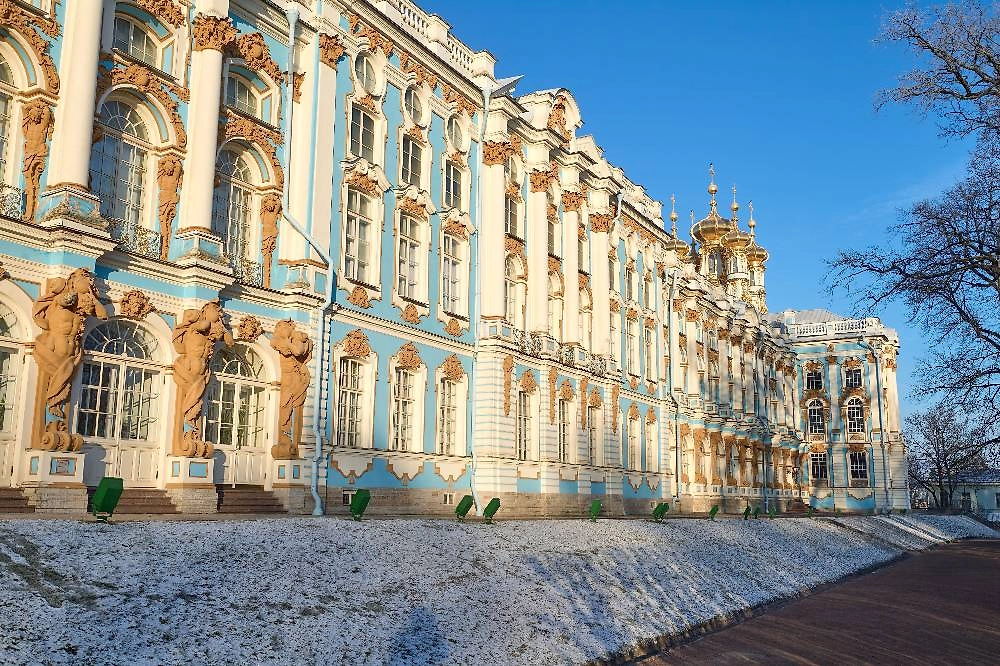 Вид на Екатерининский дворец на территории музея-заповедника «Царское Село» в Пушкине. Фото © ТАСС / Валентин Антонов