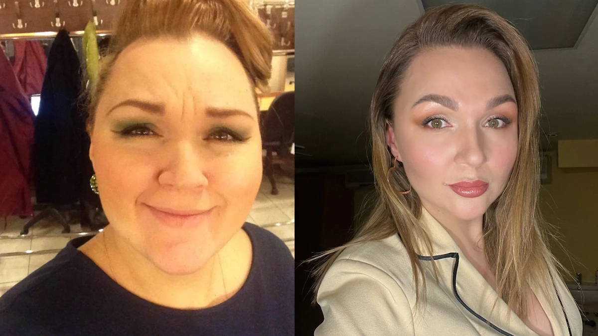 Надежда Ангарская до и после похудения. Обложка © VK / nadezhdaangaa