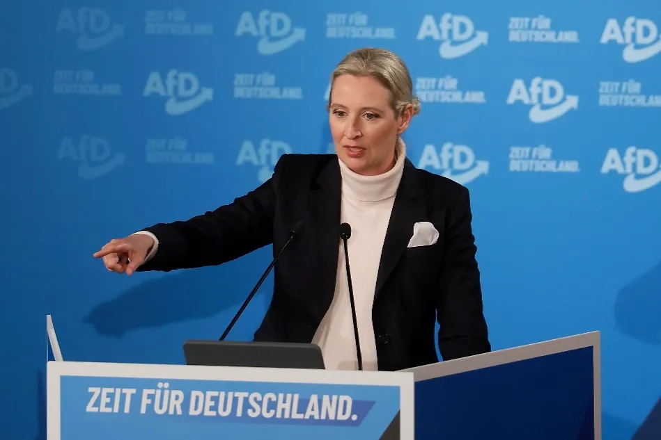 Сопредседатель партии «Альтернатива для Германии» (АдГ) и кандидат в канцлеры Алис Вайдель во время предвыборной кампании. Фото © ТАСС / EPA