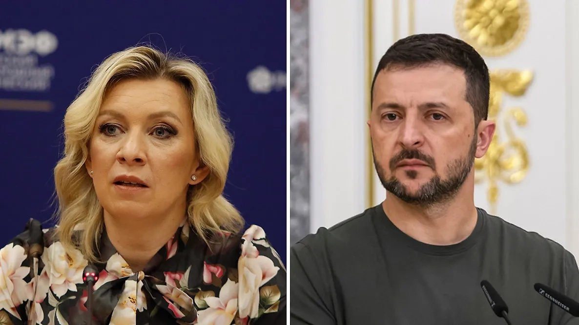 Мария Захарова и Владимир Зеленский. Обложка © Shutterstock / FOTODOM / Maksim Konstantinov, paparazzza