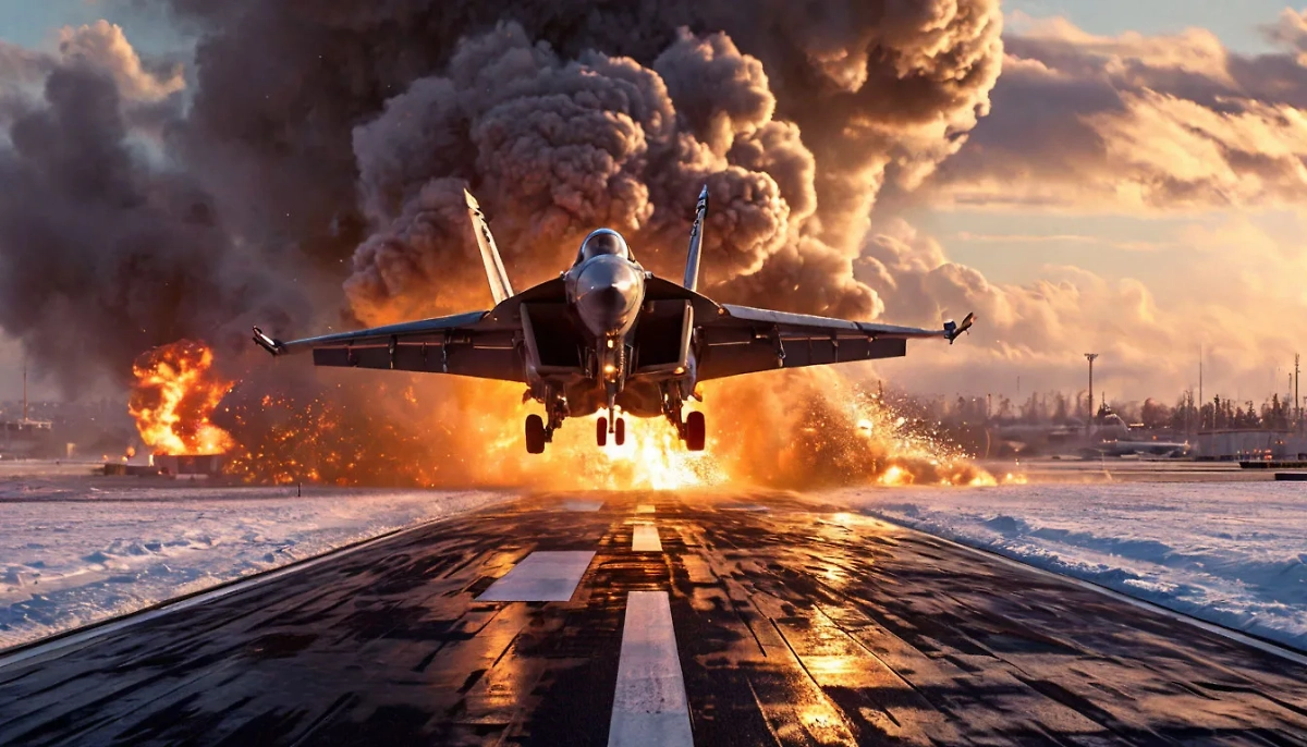 Российские военные поразили аэродромы и места подготовки к запуску БПЛА ВСУ. Обложка © Шедеврум / Life.ru