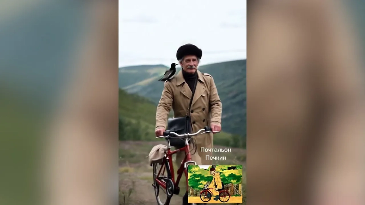 Почтальон Печкин больше не вредный: ему подарили велосипед. Фото © Instagram (признан экстремистской организацией и запрещён на территории Российской Федерации) / Lesya Guseva