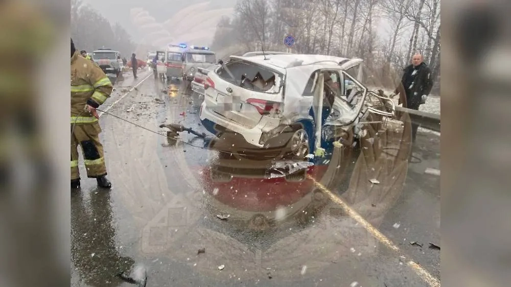 Кадр с места смертельного ДТП. Фото © Telegram / Госавтоинспекция Рязанской области