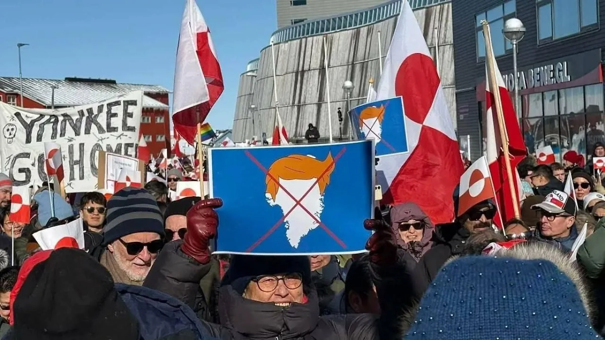 Протесты в Гренландии. Обложка © X / Leandro Romao