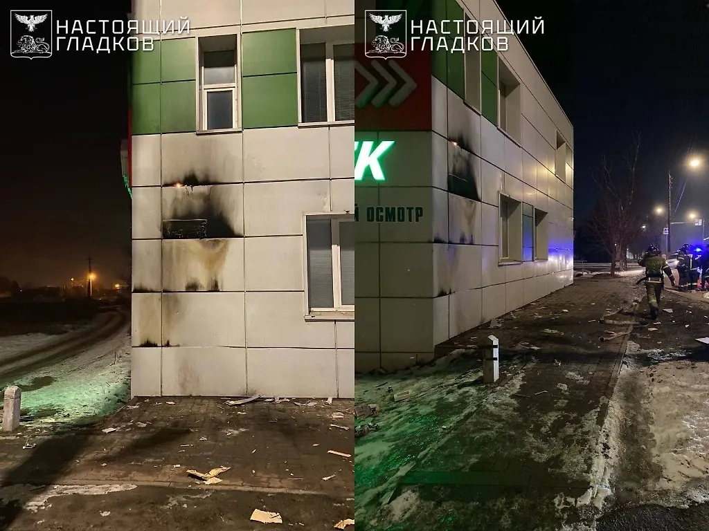Пострадавший коммерческий объект в Белгороде. Обложка © Telegram / Настоящий Гладков
