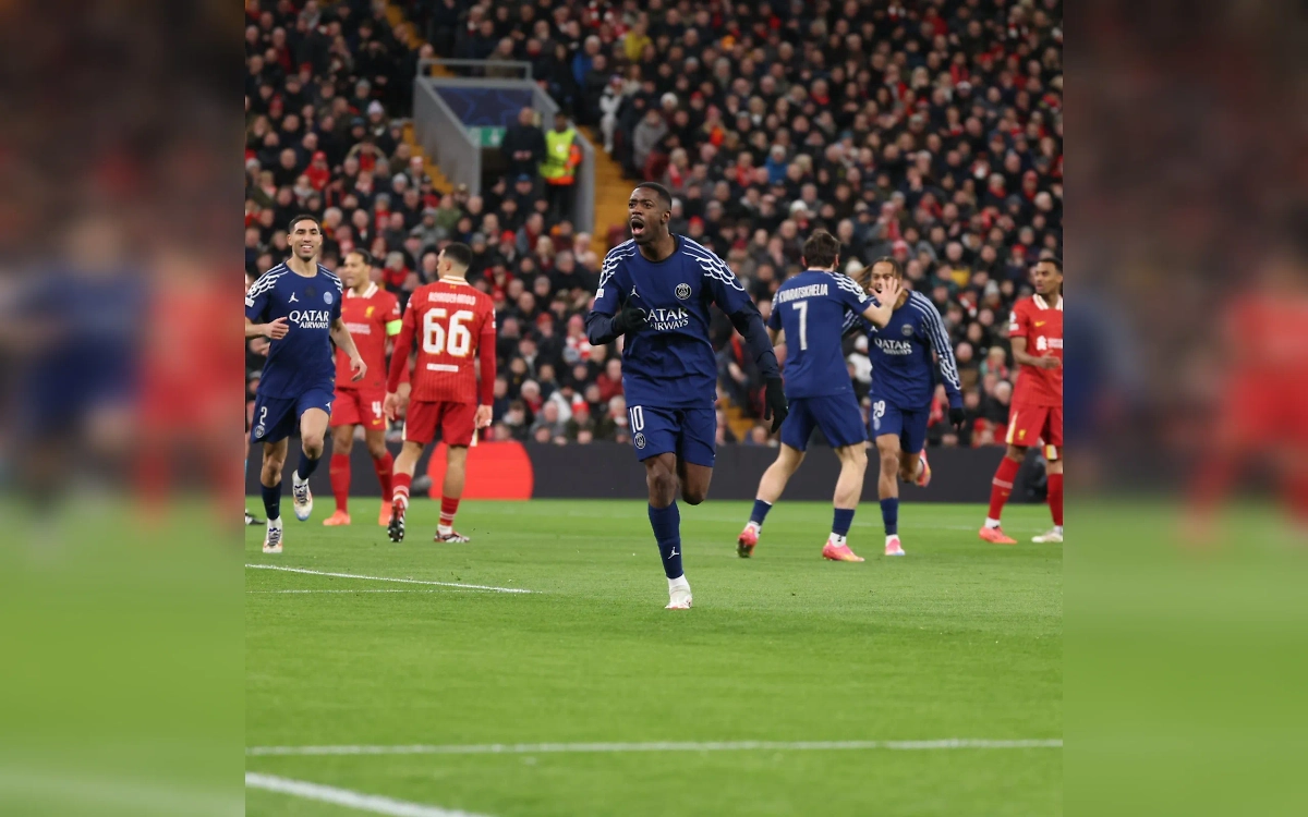 Нападающий ПСЖ Усман Дембеле после гола в ворота «Ливерпуля». Обложка © X / Paris Saint-Germain