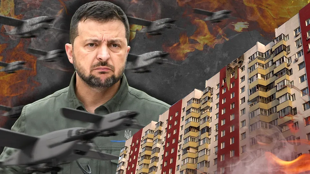 Глава киевского режима Владимир Зеленский мог отдать приказ ВСУ на атаку регионов России БПЛА. Коллаж © Life.ru. Фото © ТАСС / Роман Ветров, © Shutterstock / FOTODOM / paparazzza, © Wikipedia / VoidWanderer