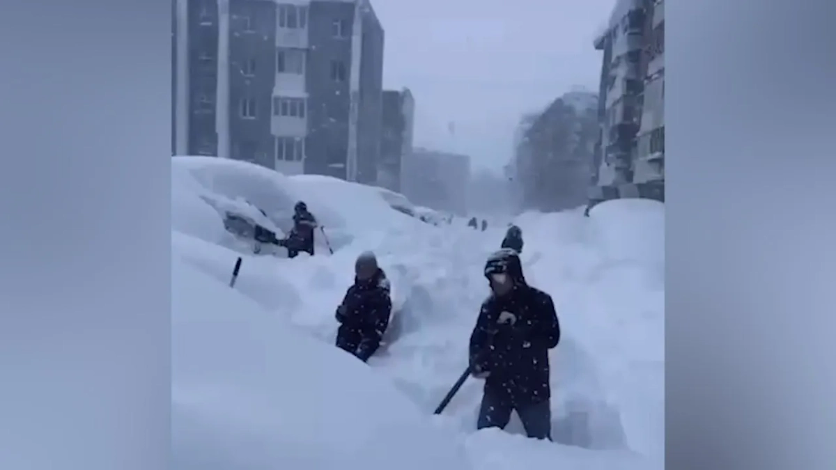 Снежный циклон на Камчатке. Обложка © Telegram / SHOT