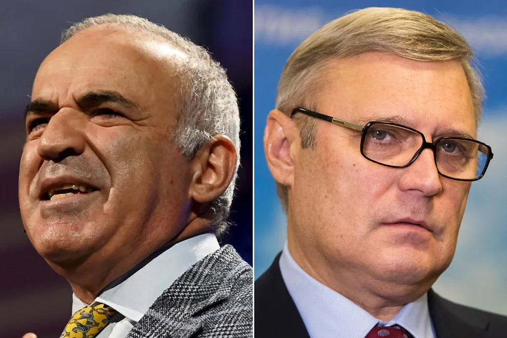 Гарри Каспаров (внесён Минюстом России в реестр иностранных агентов, а также включён Росфинмониторингом в перечень террористов и экстремистов), Михаил Касьянов (внесён Минюстом в реестр иностранных агентов). Обложка © ТАСС / IMAGO / Lehtikuva, АР