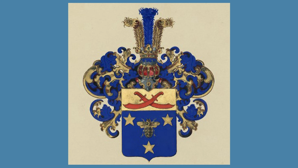 Герб рода дворян Ященко содержит в себе янычарские сабли и насекомое. Фото © gerbovnik.ru