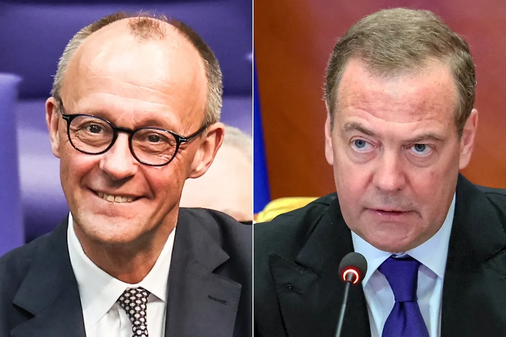 Фридрих Мерц и Дмитрий Медведев. Обложка © ТАСС / ЕРА, Екатерина Штукина