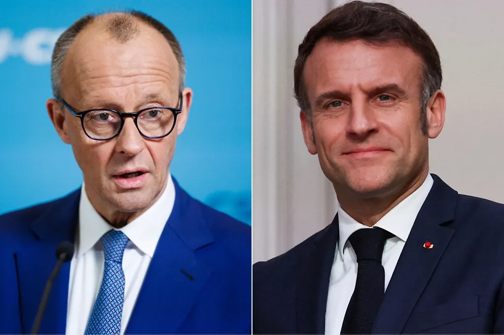 Глава Христианско-демократического союза ФРГ (ХДС/ХСС) Фридрих Мерц и президент Франции Эмманюэль Макрон Обложка © ТАСС / ЕРА