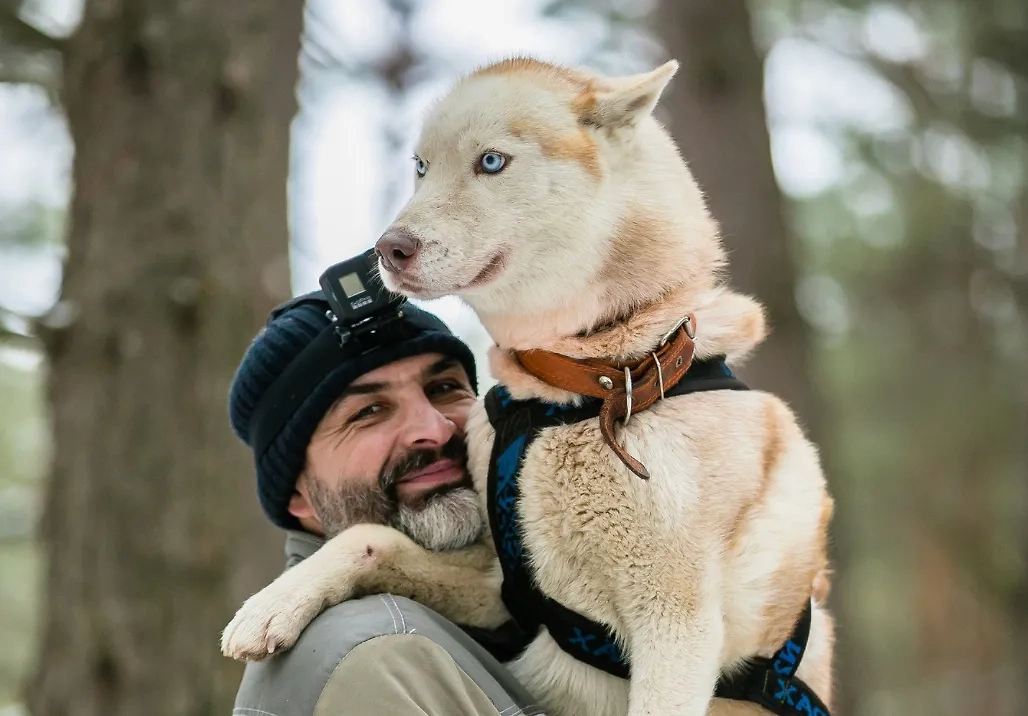 Роман со своей «подопечной». Фото © VK / Роман с хаски