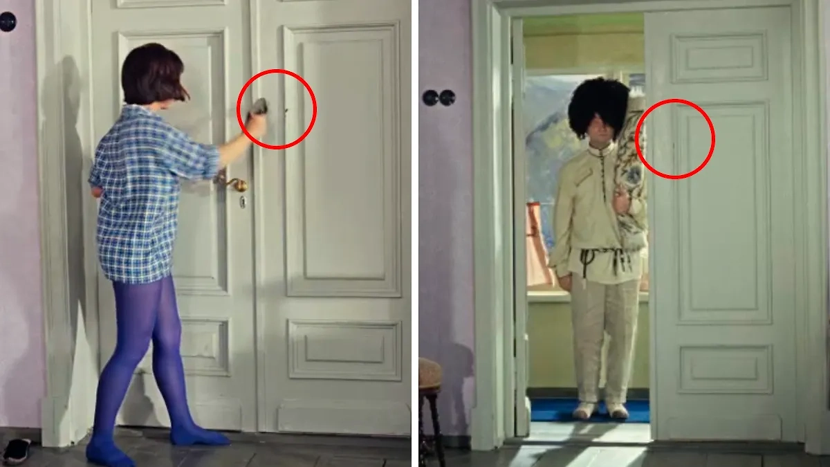 Что-то странное происходит с дверью в фильме «Кавказская пленница, или Новые приключения Шурика». Фото © Кадры из фильма «Кавказская пленница, или Новые приключения Шурика», режиссёр Леонид Гайдай, сценарист Леонид Гайдай и др. / Kinopoisk