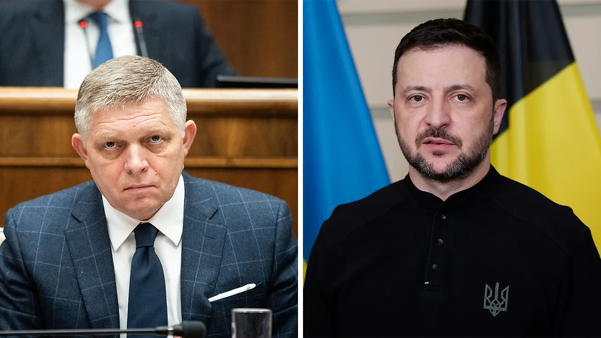 Премьер-министр Словакии Роберт Фицо и Владимир Зеленский. Обложка © ТАСС / JAKUB GAVLAK, NICOLAS MAETERLINCK 