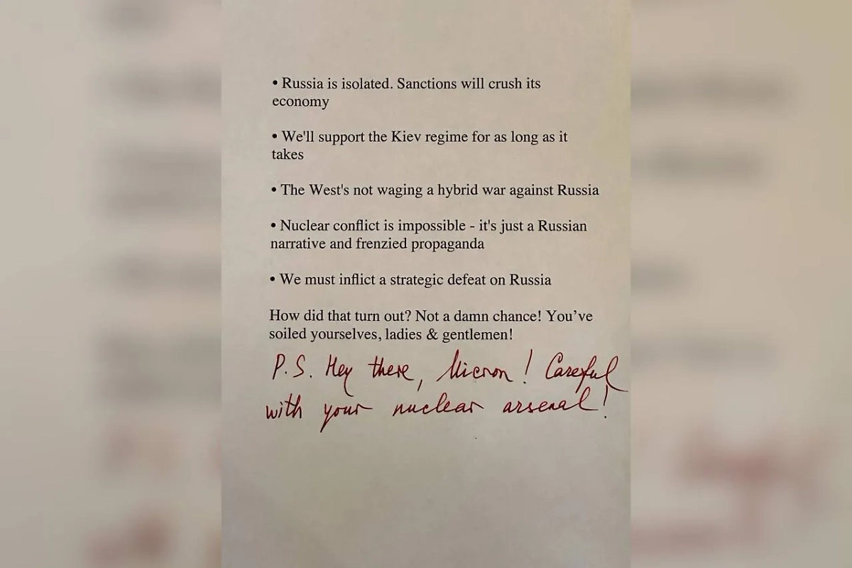 Текст в публикации Дмитрия Медведева. Фото © X / MedvedevRussiaE