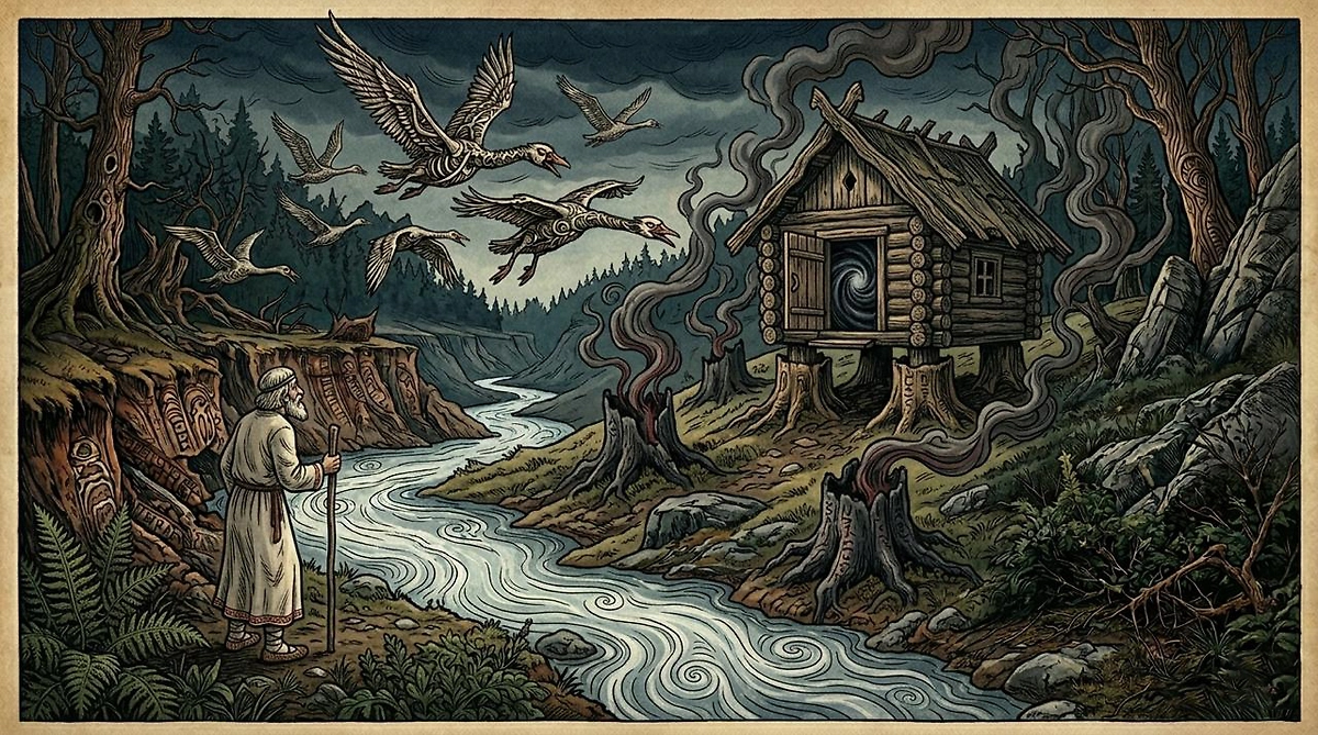 Избушка на курьих ножках — это портал в иной мир. Топ-6 пугающих фактов о русских народных сказках. Фото © Gemini