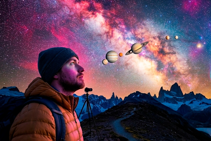 Апрель 2026: малый парад планет 18-го числа. Какие небесные тела выстроятся в ряд? Фото © Gemini Nano Banana