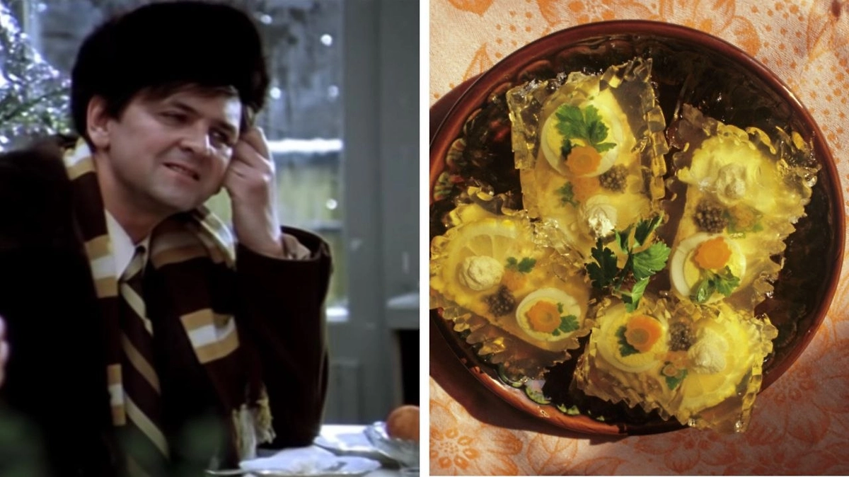 Рецепт заливной рыбы, как в «Иронии судьбы». Фото © Кадр из фильма «Ирония судьбы, или С лёгким паром!», режиссёр Эльдар Рязанов, сценарист Эмиль Брагинский / Kinopoisk, © РИА Новости / Виталий Карпов