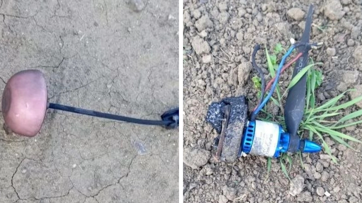 Остатки от БПЛА, атаковавших Каховку. Фото © Telegram / Павел Филипчук Глава округа